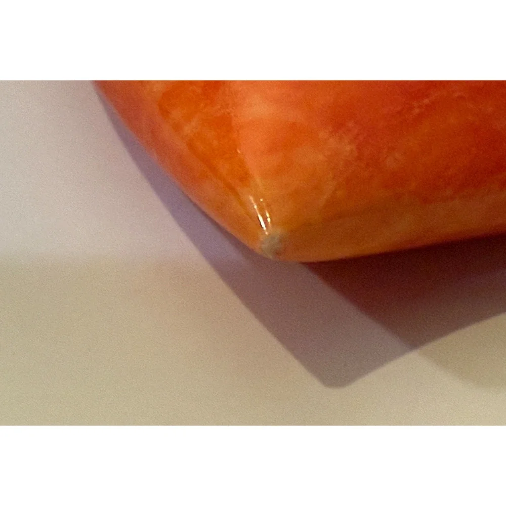 ❤️ Vintage Handcrafted Italy Orange Marble Alabaster Heart Paperweight Schmid